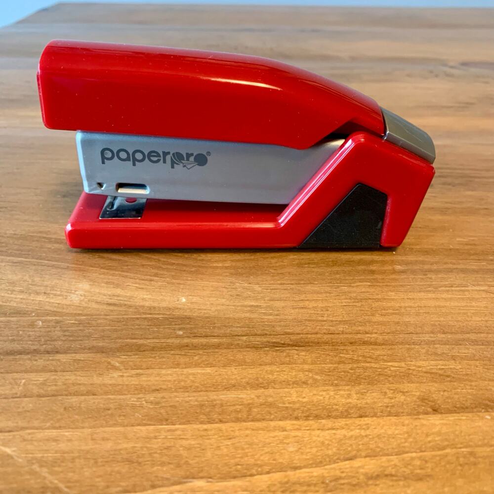PaperPro Compact Stapler Spring Powered Red Plastic Model 3000 Desktop Injoy - Picture 2 of 10